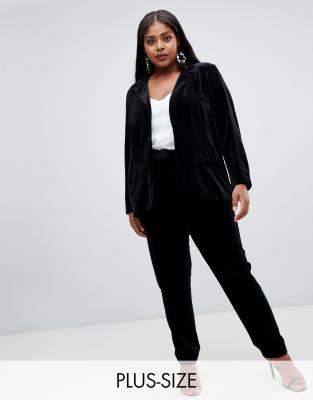 plus size black velvet pants