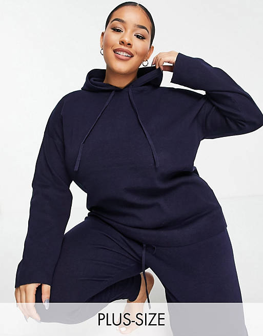 Fashion Union Plus slouch knitted hoodie co-ord