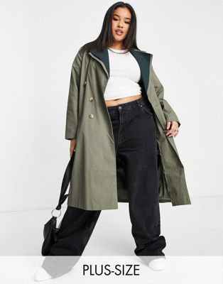 Femme Fashion Union Plus - Trench-coat oversize avec double col contrastant