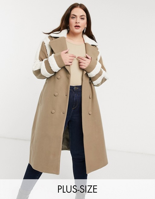 Fashion Union Plus trench coat with shearling details | ASOS