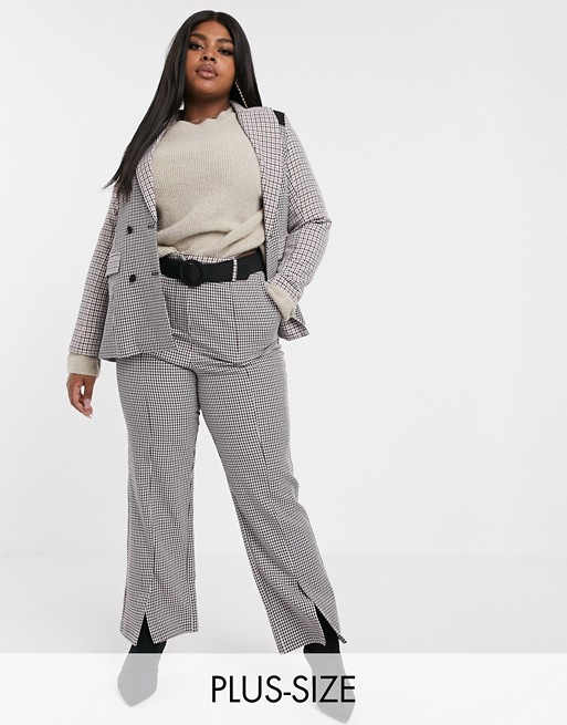 Fashion Union Plus trousers in mixed check co-ord