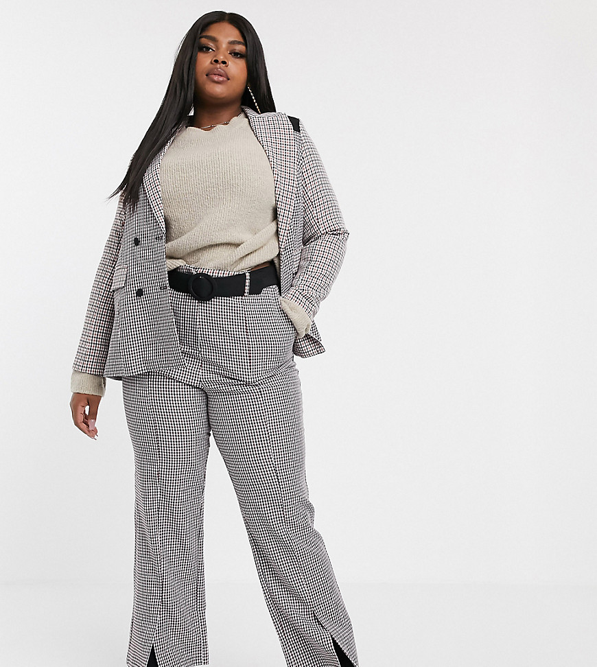 Fashion Union Plus trousers in mixed check co-ord-Multi