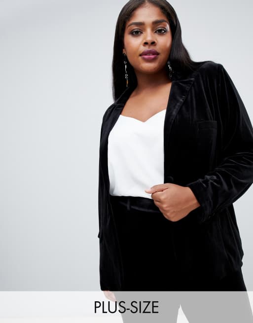 Black velvet blazer outlet womens plus size