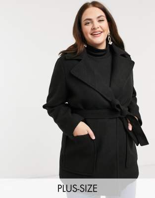 black wrap coat with belt