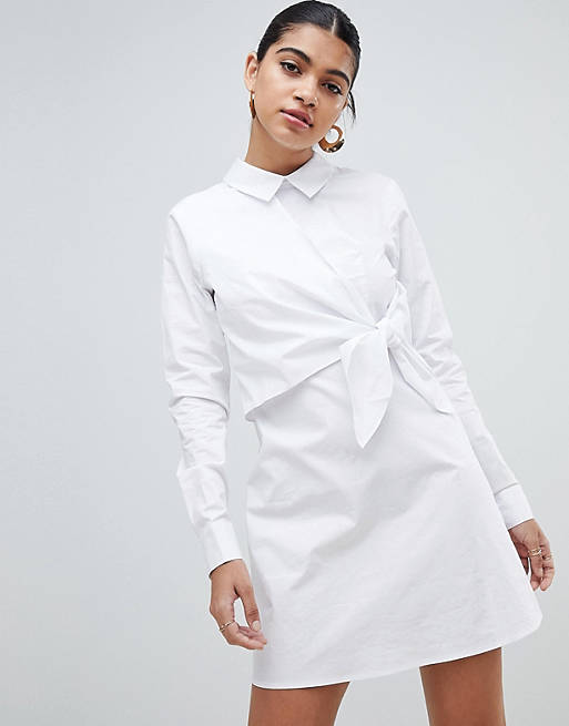 Fashion Union - Robe chemise nouée sur le devant