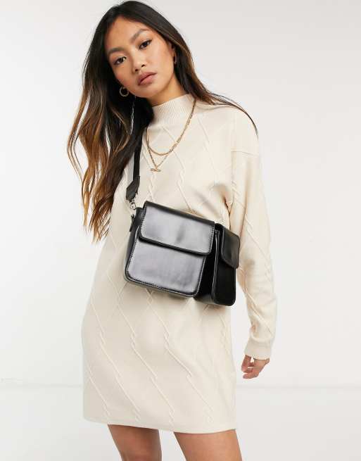 Fashion Union - Robe pull à col montant en maille torsadée légère