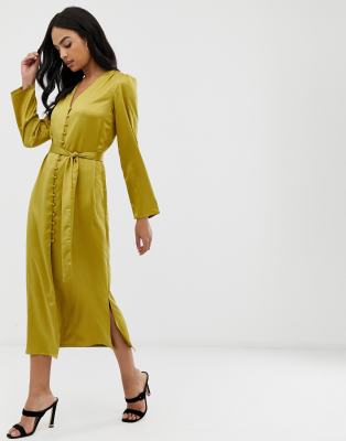 satin button down dress