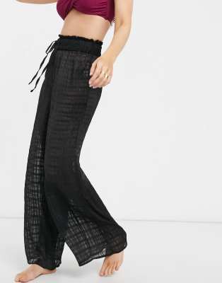 black sheer beach pants