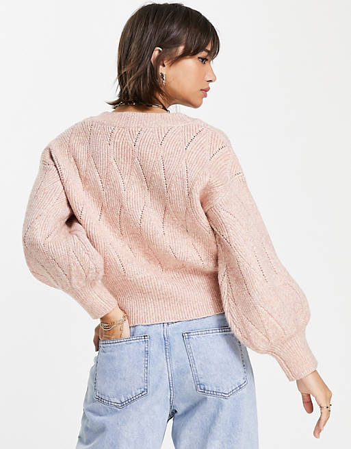 Jumpers & Cardigans Fashion Union slouchy cardigan in pointelle space knit 
