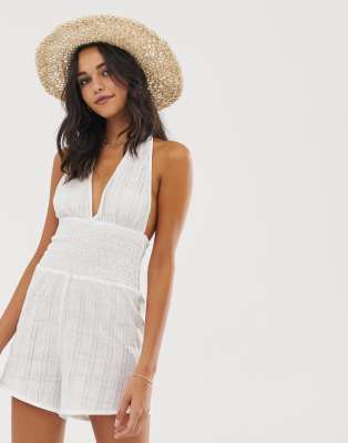 white beach romper