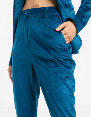 teal velvet pants