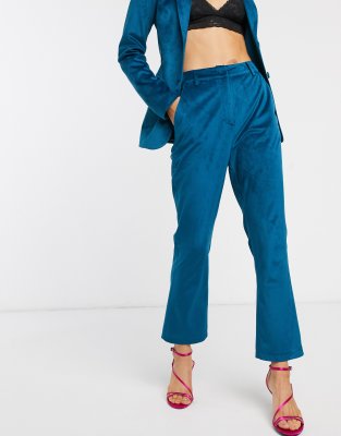 teal velvet pants