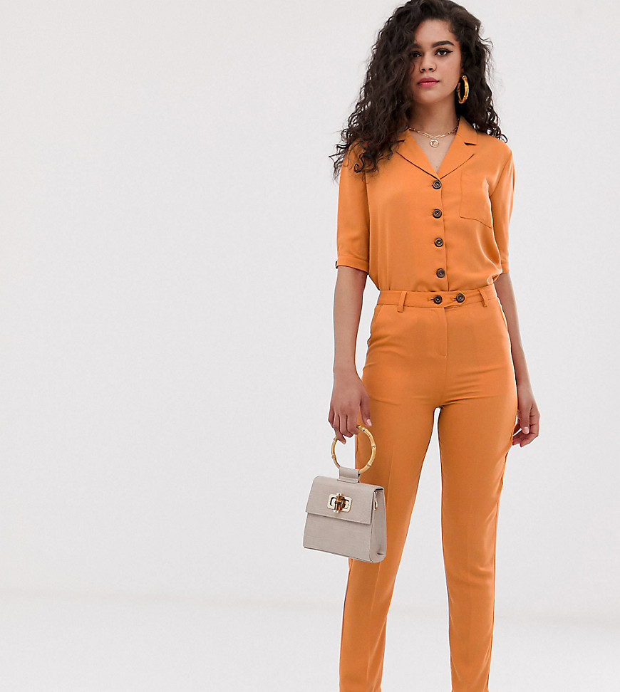 Fashion Union Tall – Figursydda byxor med hög midja, del av set-Orange