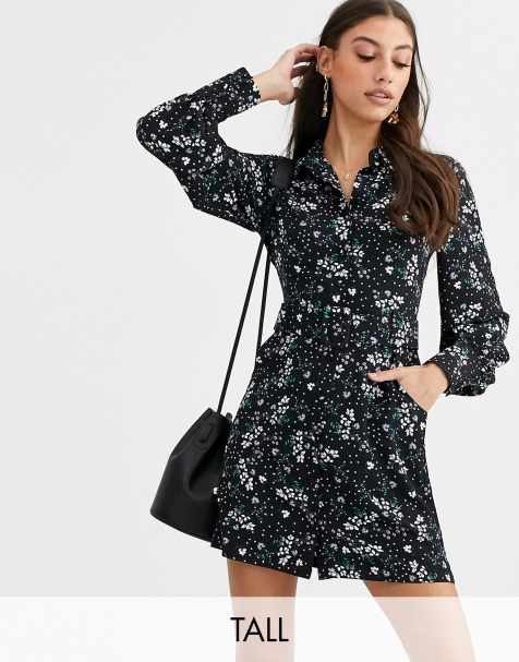 Fashion Union Tall – Langärmliges Hemdkleid mit Ballonärmeln