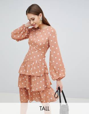 fashion union tall open back midi dress in spot