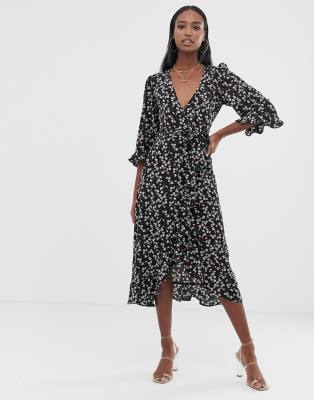 plunge down midi dress
