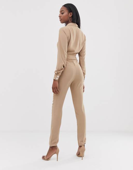 Petite Tuxedo Jumpsuit