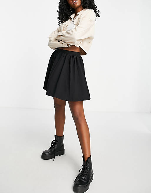  Fashion Union textured full volume mini skirt in black 