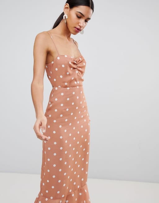 Fashion union tall open cheap back midi dress in spot