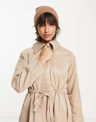 Fashion Union trapeze trench coat with tie waist
