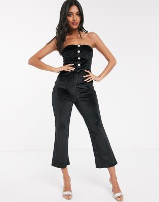 velvet strapless sweetheart jumpsuit