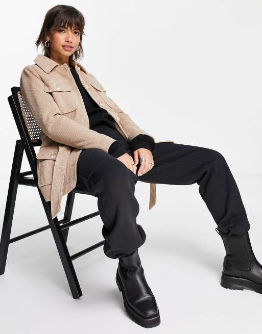 Fashion Union - Veste ajustée à petits carreaux avec ceinture à la taille
