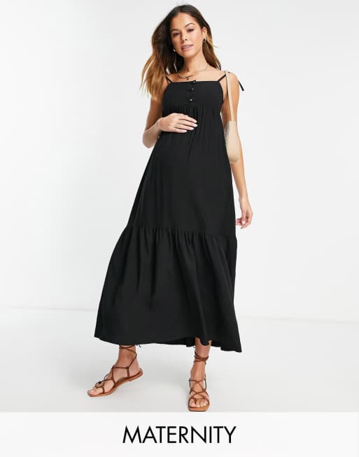 Fashion Union - Zwangerschapskleding - Exclusives - Maxi zomerjurk in zwart 