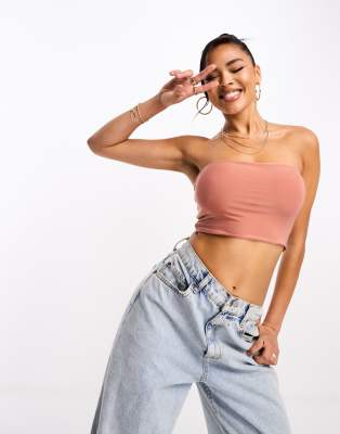 Fashionkilla Bandeau Crop Top In Rust-purple