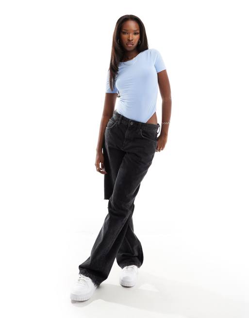 Fashionkilla – Bladoniebieskie modelujące body o fasonie T-shirtu