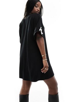Fashionkilla Bow Detail Mini T-shirt Dress In Black
