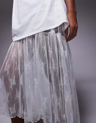 Fashionkilla Cotton Lace Tiered Hem Maxi T-shirt Dress