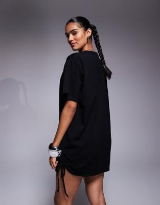 Fashionkilla Cotton Ruched Tie Side Mini T-shirt Dress