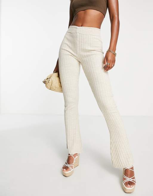 Fashionkilla crochet flared pants in stone - part of a set