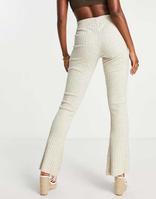 Fashionkilla crochet flared trousers co-ord in stone ASOS