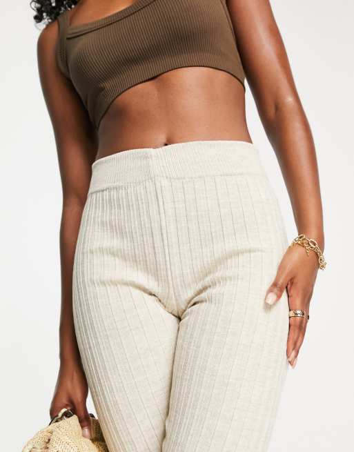 Fashionkilla crochet flared trousers co-ord in stone ASOS