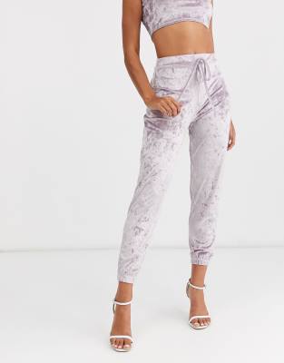 grey velvet joggers