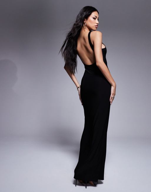 Fashionkilla double layered slinky high neck low back maxi dress