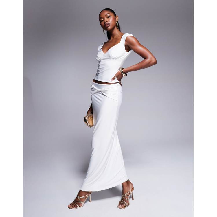 Fashionkilla double layered slinky twist v waist maxi skirt