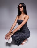 [Fashionkilla] Fashionkilla double sculpted slinky bandeau maxi dress in black polka dot 14 Polka dot