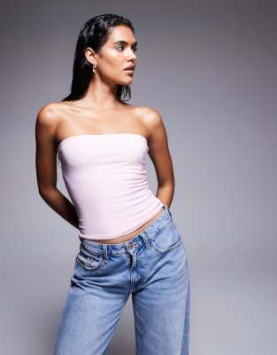 Fashionkilla double sculpted slinky bandeau top in pink - view 1