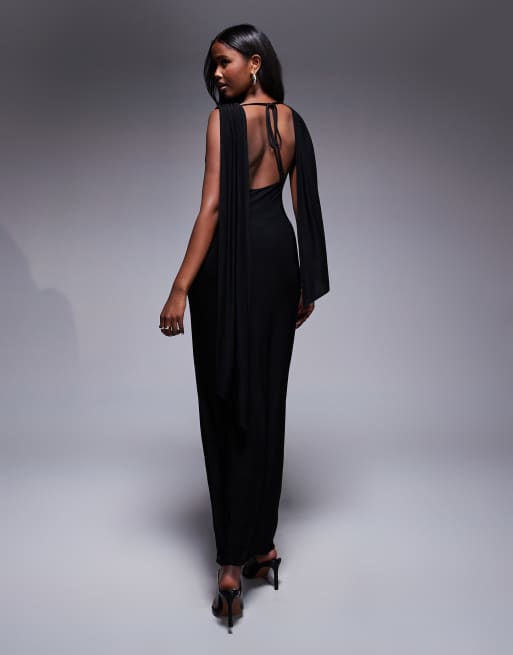 CARLA Lady Scallap dress 黒 Fashionkilla double sculpted slinky high neck open back scarf