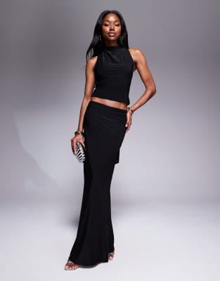 double sculpted slinky maxi skirt in black - part of a set