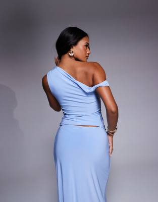 Fashionkilla Double Sculpted Slinky One Shoulder Twist Detail Top