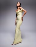 [Fashionkilla] Fashionkilla double-sculpted slinky one-shoulder twist metal detail maxi dress in lemon-Yellow 16 YELLOW