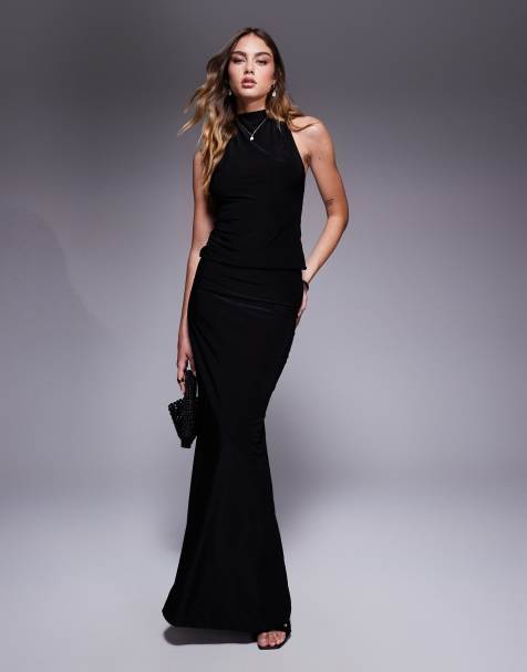 Fashionkilla double sculpted slinky open back knot detail top and maxi skirtco-ord - view 1