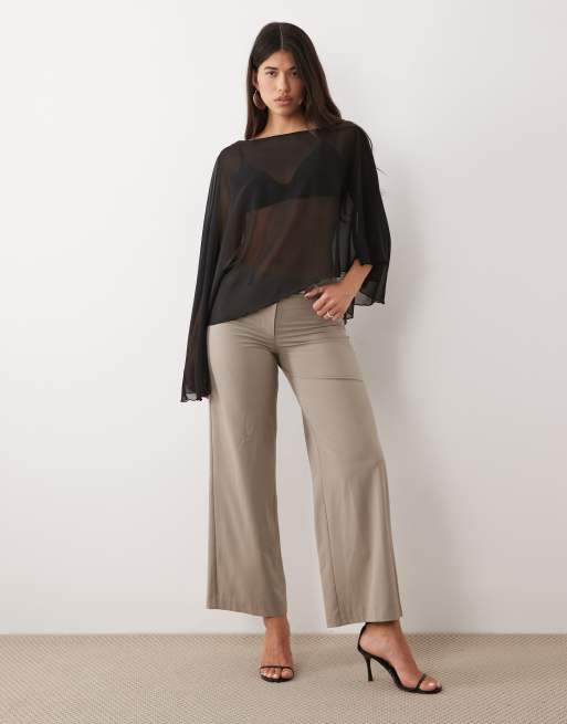 Fashionkilla exclusive chiffon asymmetric hem cape top in black, 2 of 4