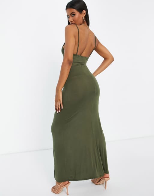 Fashionkilla – Figurbetontes Maxikleid in Khaki, 2 von 4