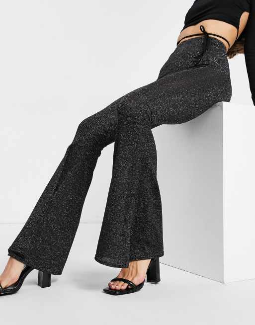 Fashionkilla - Flare met wijde pijpen in gunmetal met glitter