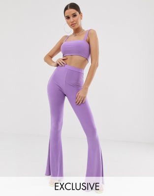 lilac flare pants