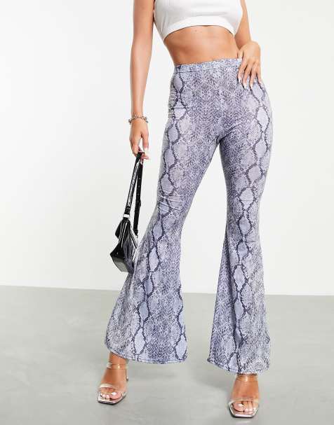 Fashionkilla flared trouser in snake print - view 1